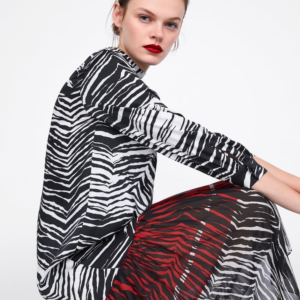 NWT ZARA ANIMAL Zebra PRINT TRIM Summer Fall DRESS - Picture 6 of 8